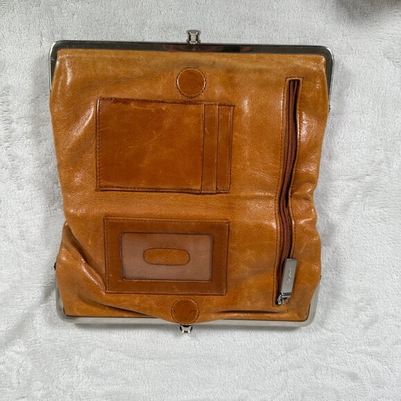 Hobo Lauren Wallet Clutch Genuine Leather Magnetic Double Frame Kiss Lock - Picture 3 of 12